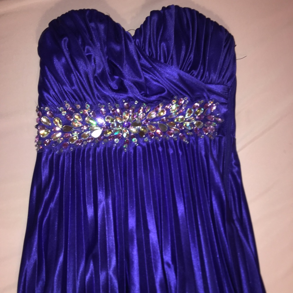 Midnight blue winter formal dress. Long